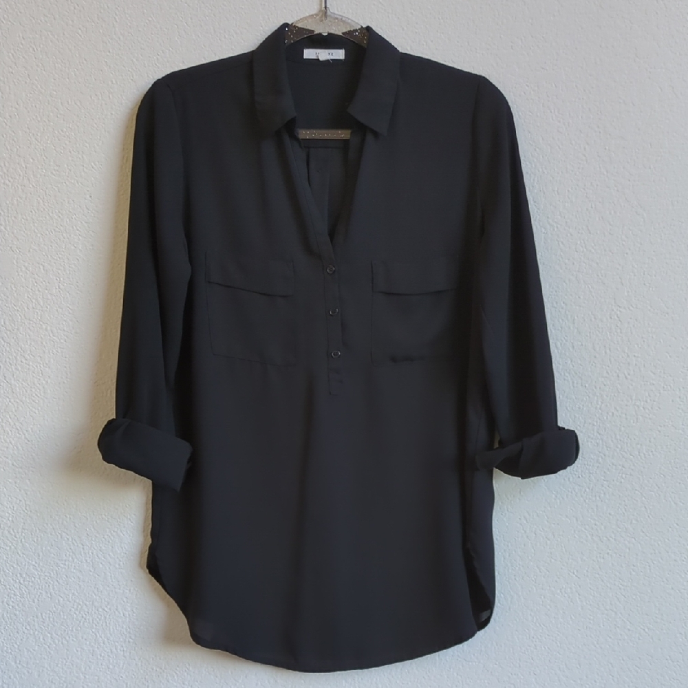 Pleione Sheer Black Blouse